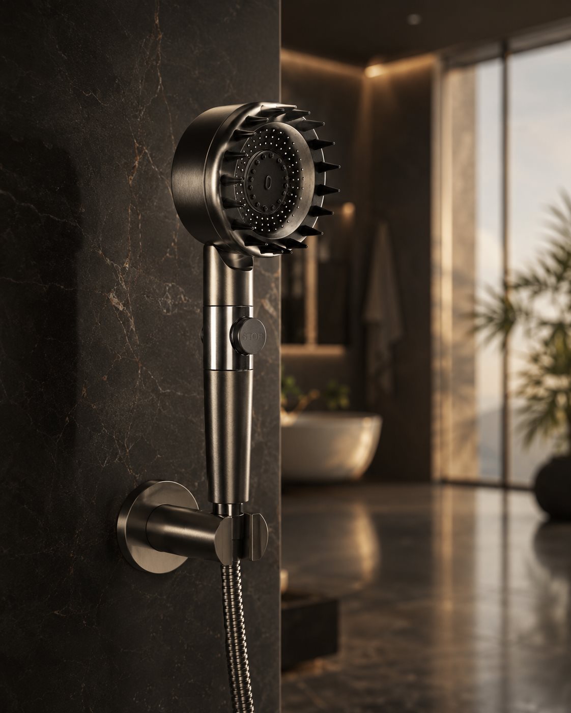 Cabezal STEINWELL instalado en un baño premium